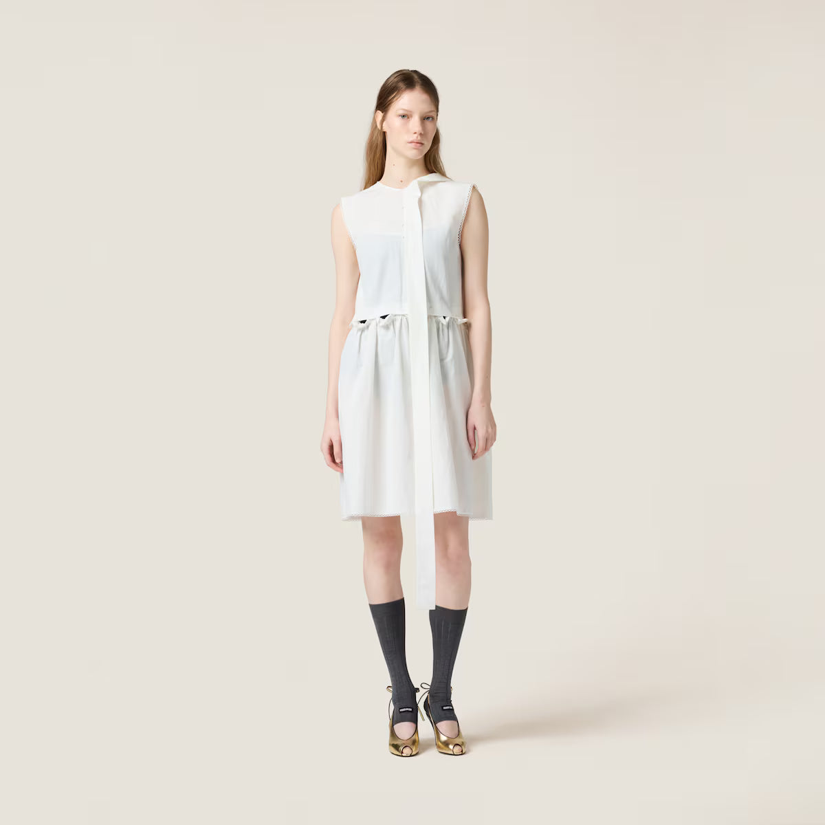 Vestido Miu Miu de popelín flameado