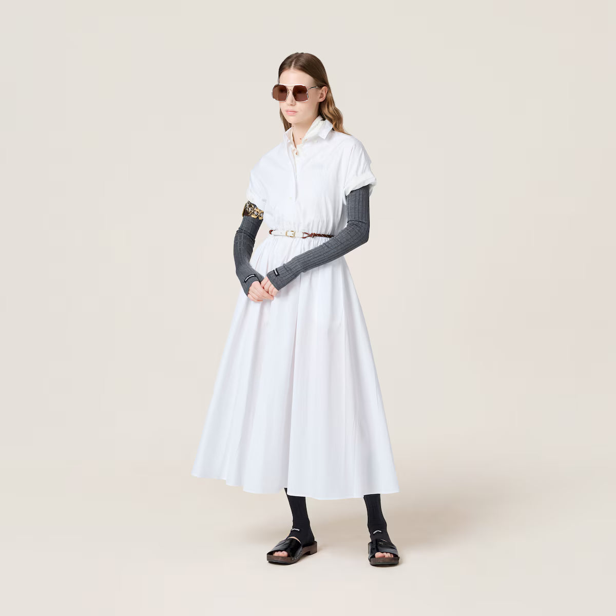 Vestido Miu Miu camisero midi de popelín