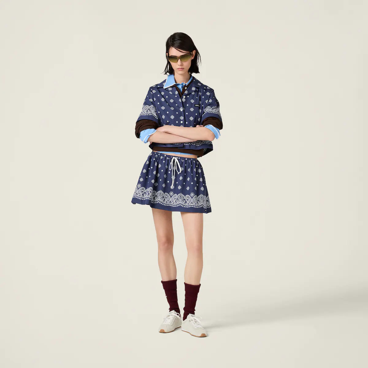 Miu Miu Minifalda de popelín con estampado Bandana