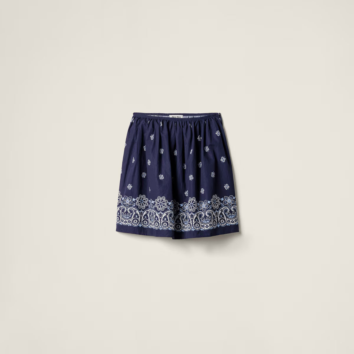Miu Miu Falda de popelín flameado con estampado