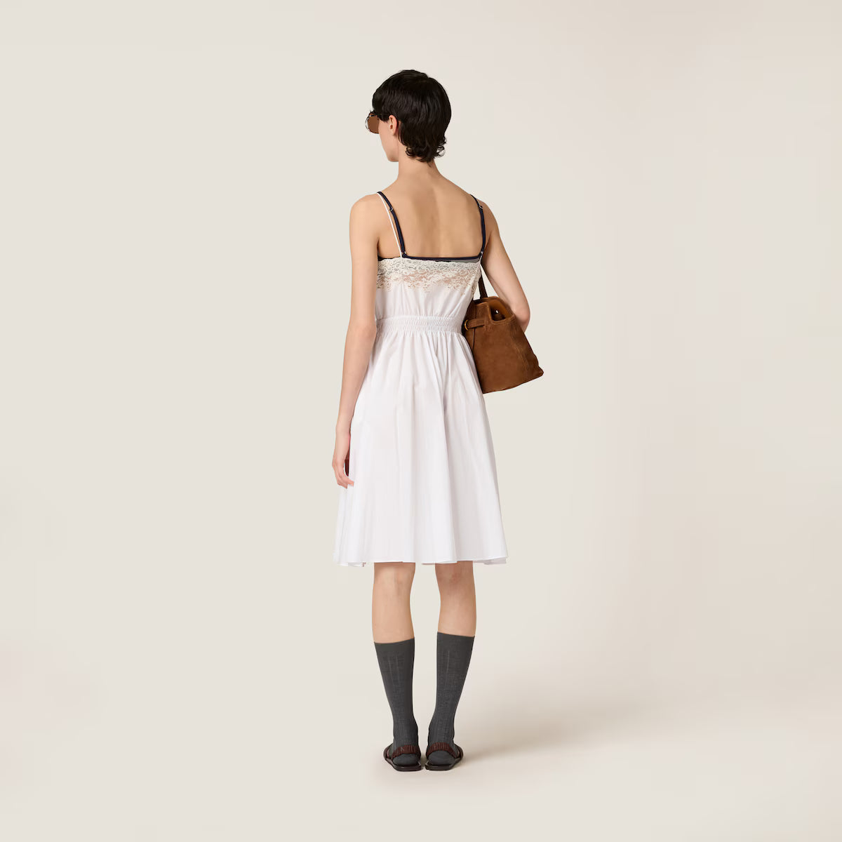 Vestido Miu Miu de popelín y encaje