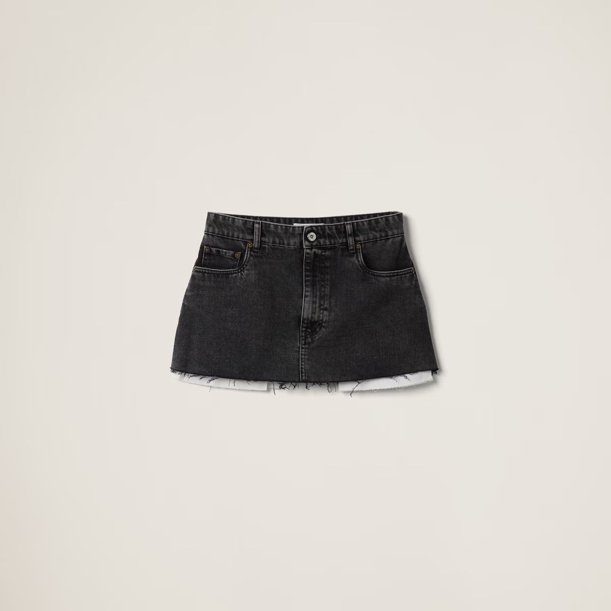 Miu Miu Minifalda de denim negro