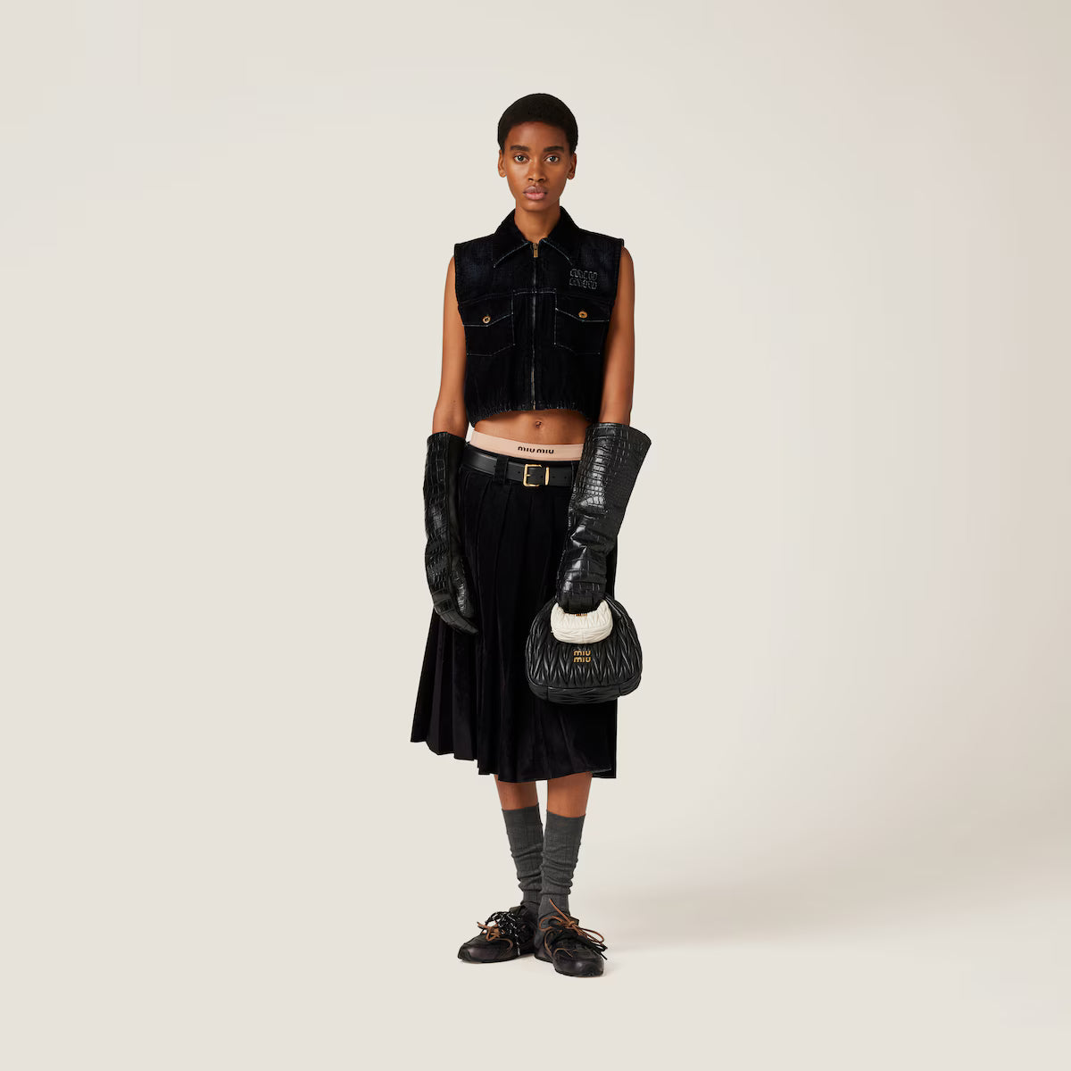 Miu Miu Top de cambray flocado con tratamiento lavado