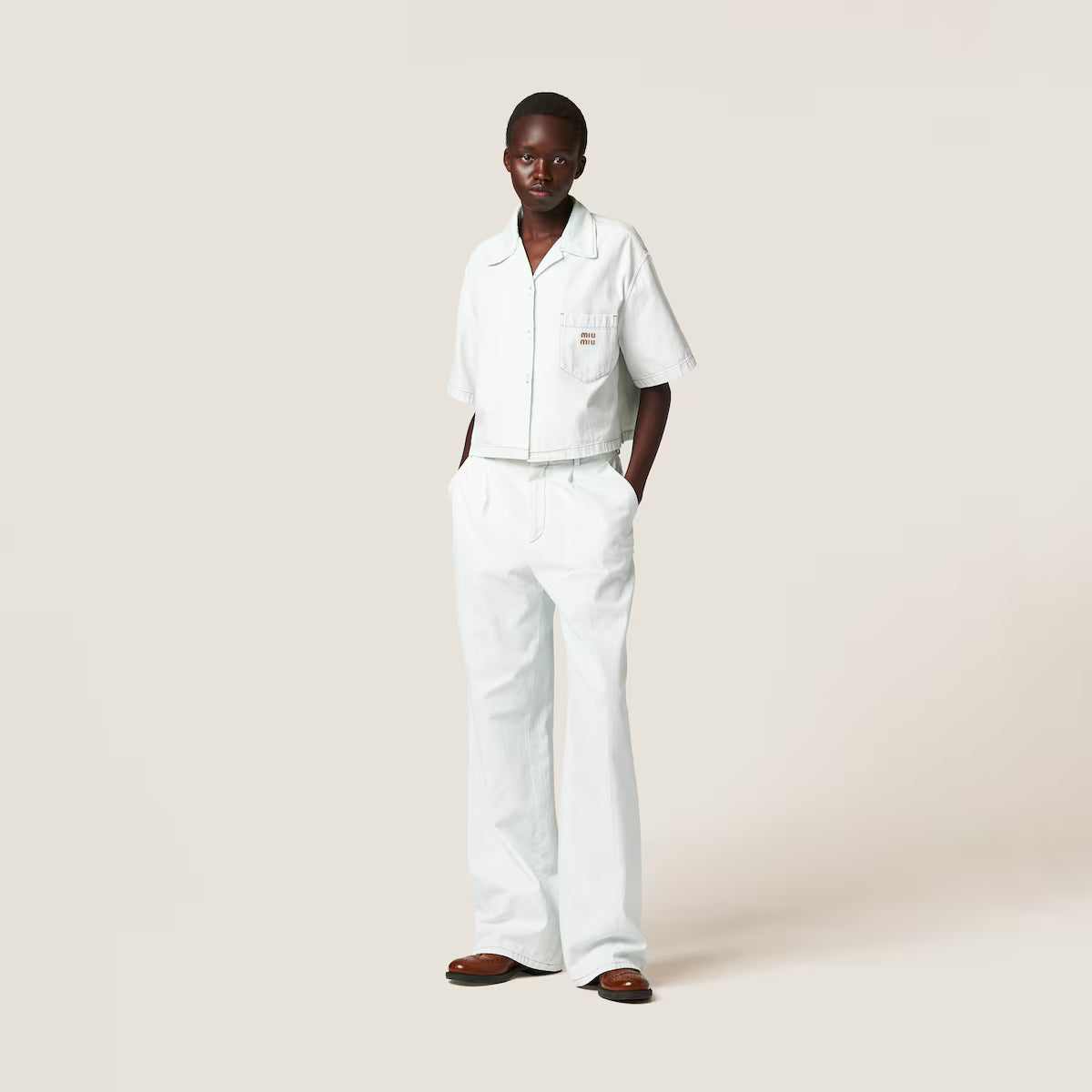 Miu Miu Camisa de denim de cambray