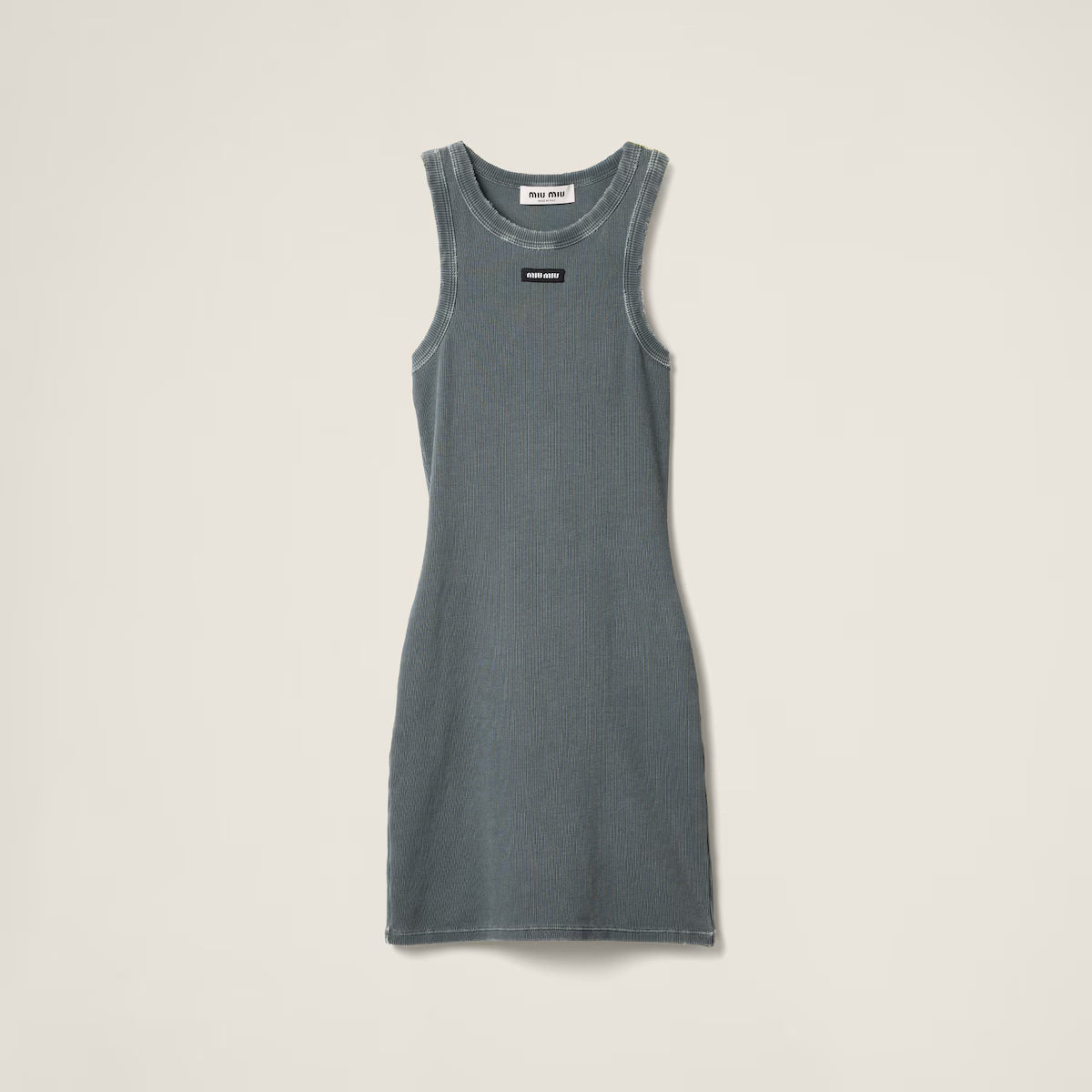 Minivestido Miu Miu de punto acanalado teñido en prenda