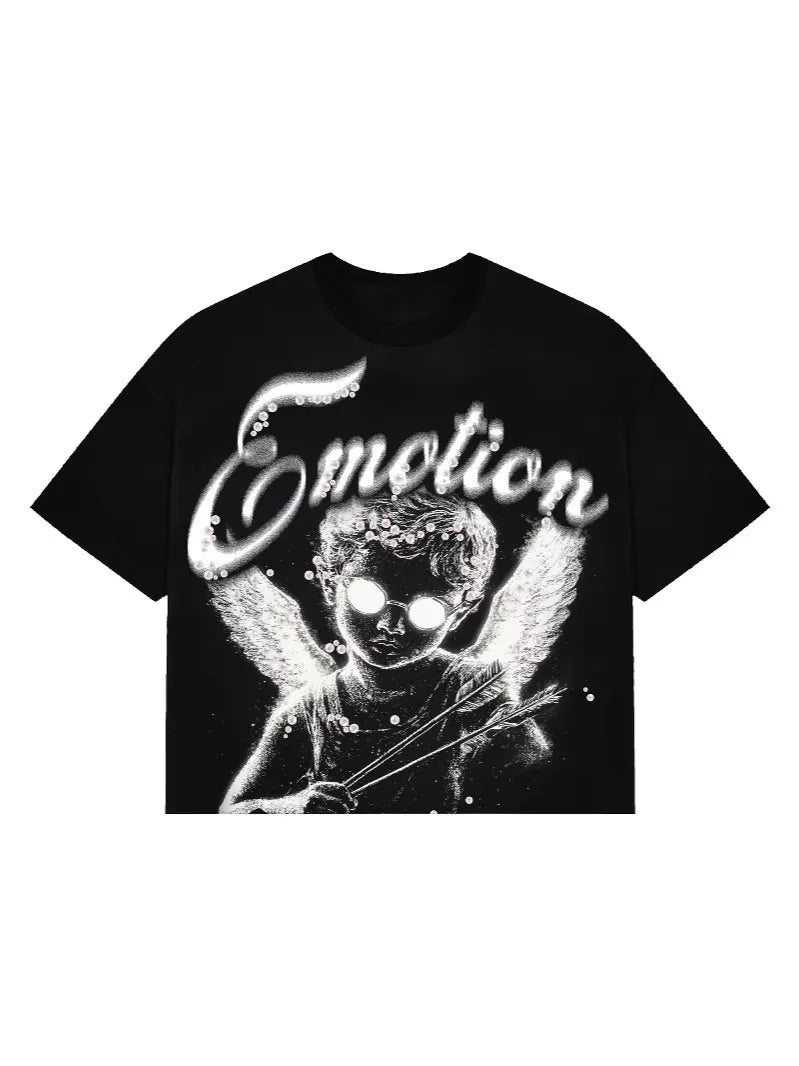 MIXED EMOTION Angel Graphic T-Shirt – Dark Emotional Streetwear Tee