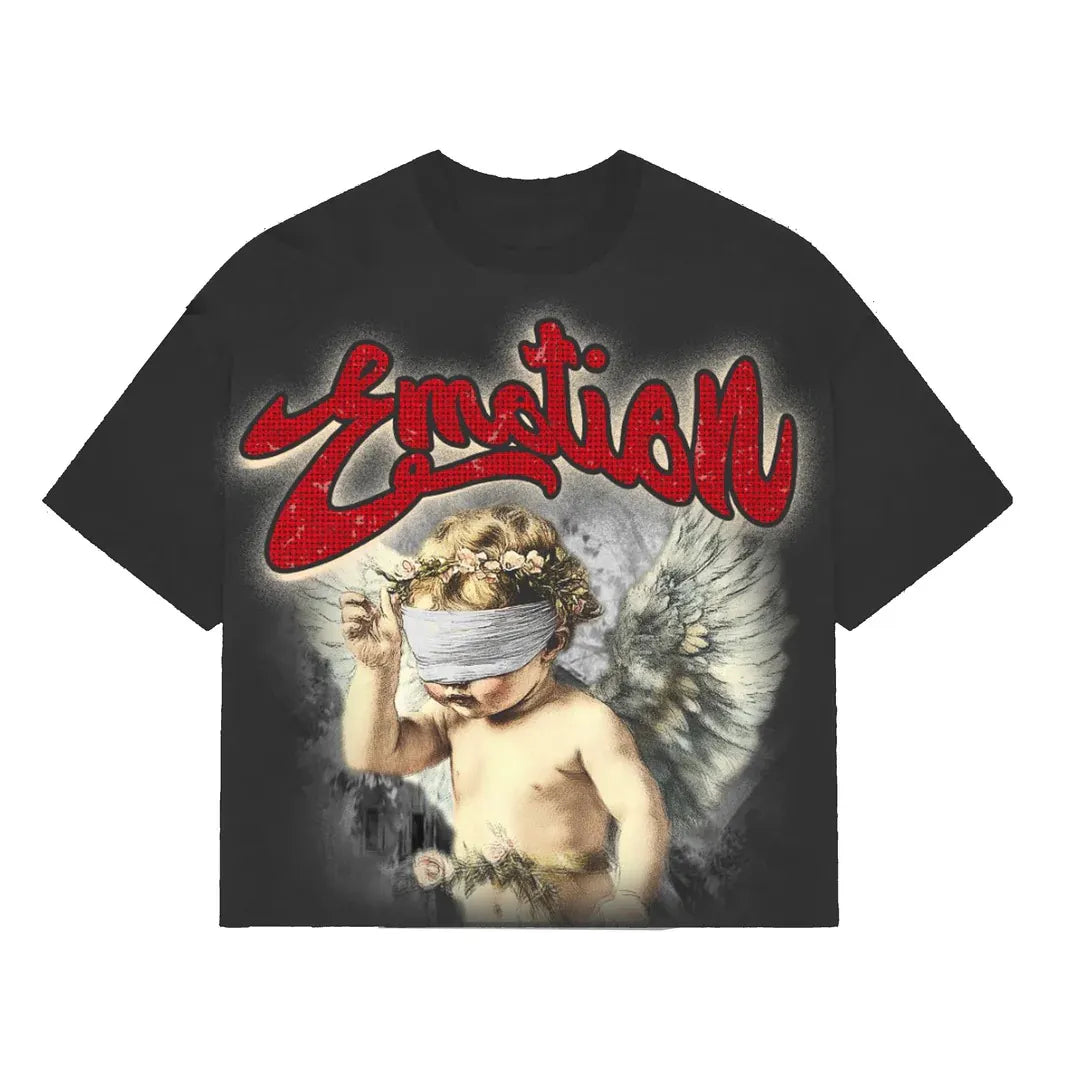 MIXED EMOTION Blindfold Angel Graphic T-Shirt – Emotional Streetwear Tee