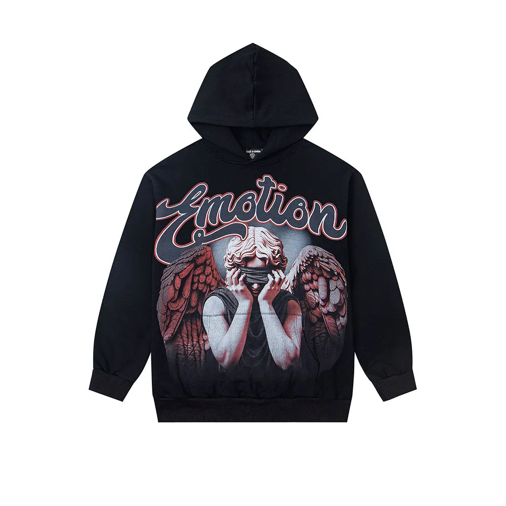 MIXED EMOTION Angel Graphic Hoodie – Emotional Streetwear Pullover
