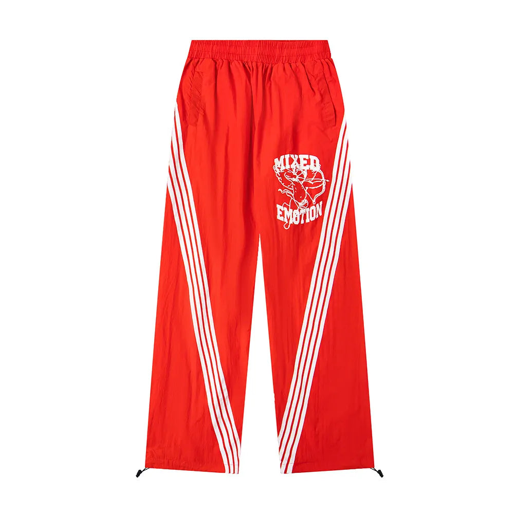 Mixed Emotion Stripe Track Pants – Red Streetwear Joggers