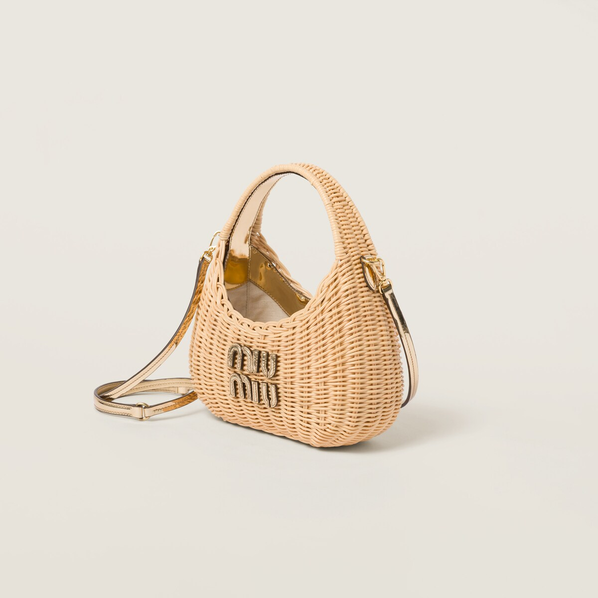Miu Miu Bolso hobo Wander de hilo efecto rafia tejida con detalles de piel