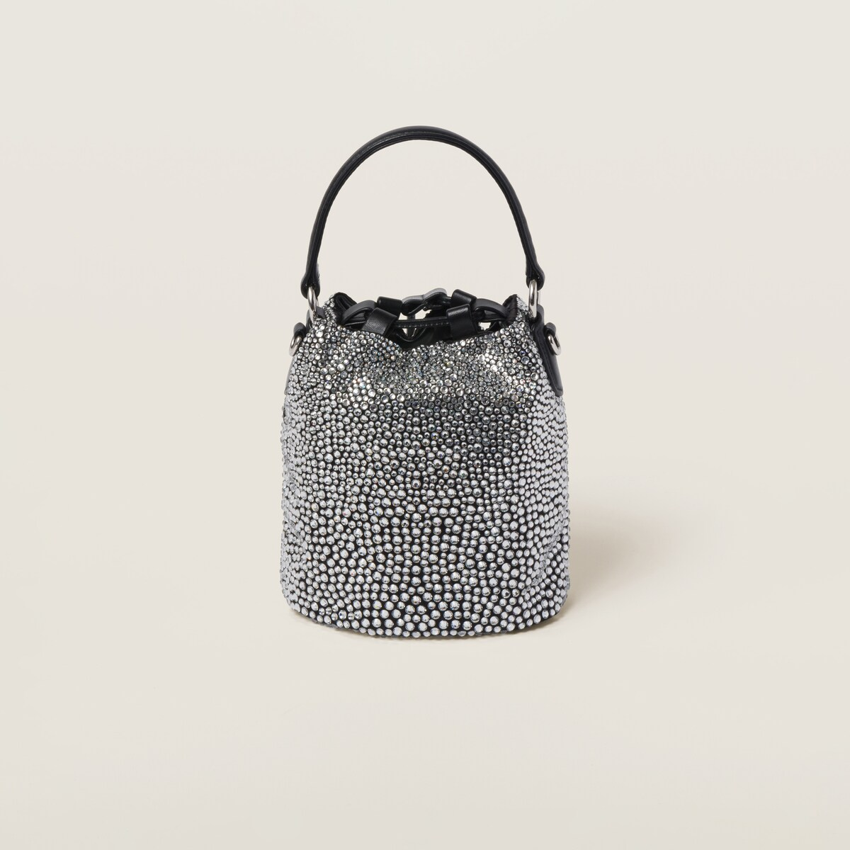 Miu Miu Bolso saco de satén con cristales sintéticos