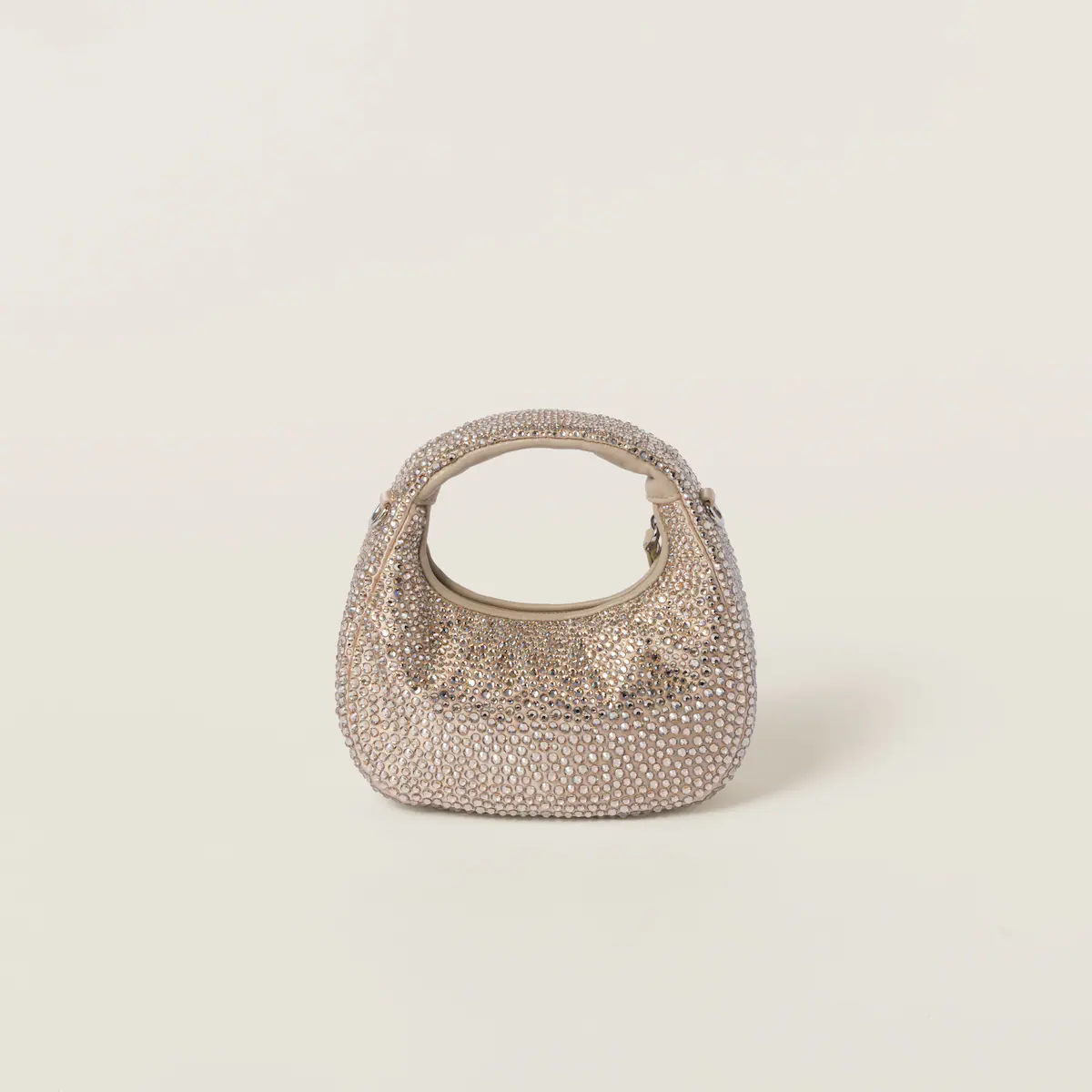 Miu Miu Minibolso hobo Wander de satén y seda con cristales sintéticos