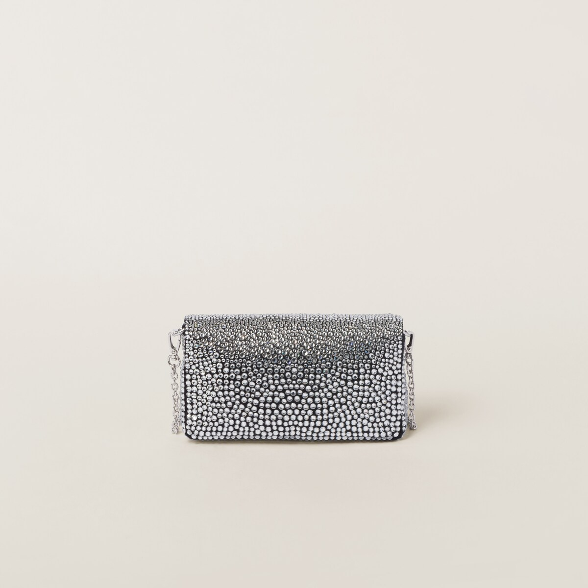 Miu Miu Minibolso de satén con cristales sintéticos