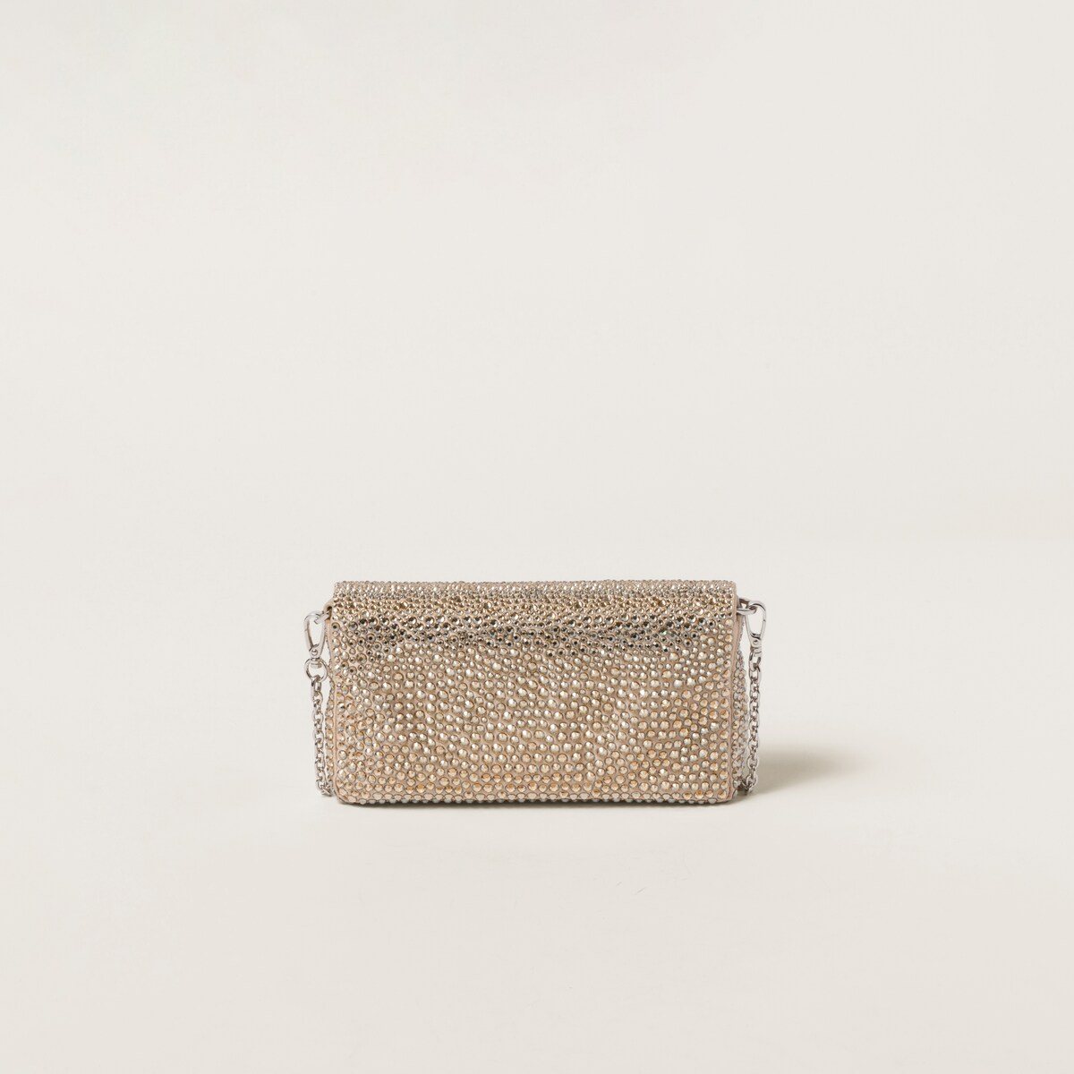 Miu Miu Minibolso de satén con cristales sintéticos