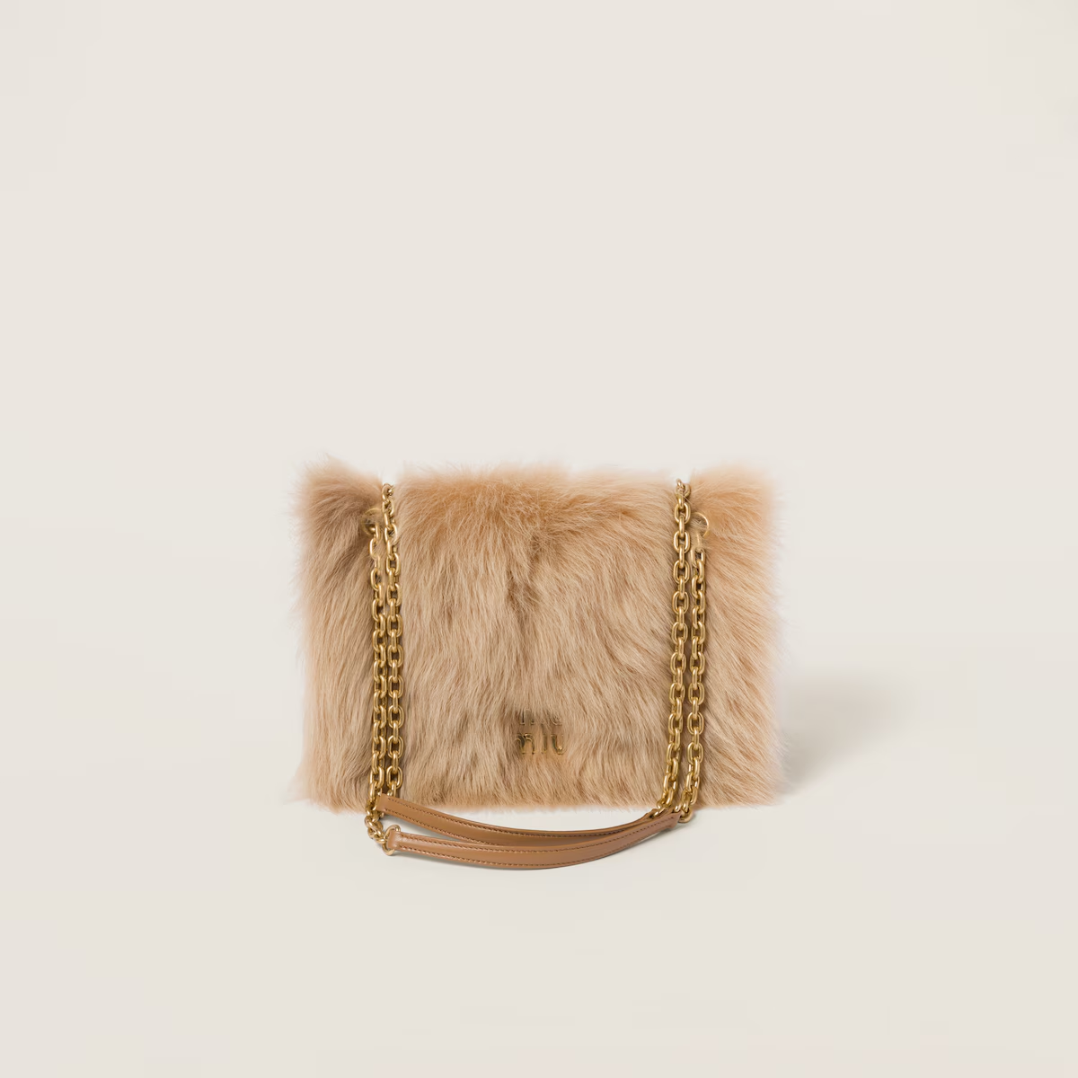 Miu Miu Bolso de borreguillo con detalles de piel