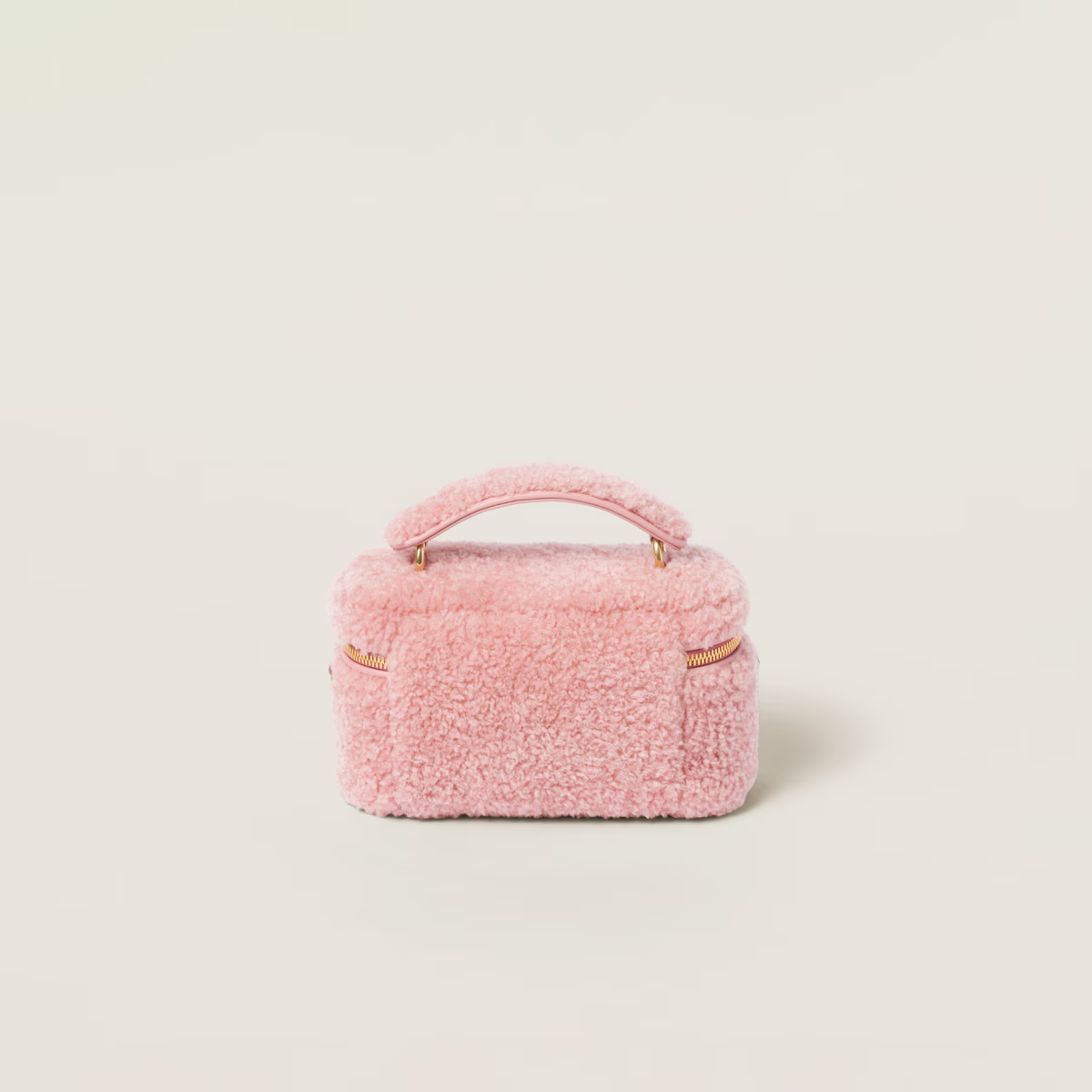 Miu Miu Bolso bandolera de borreguillo con detalles de piel
