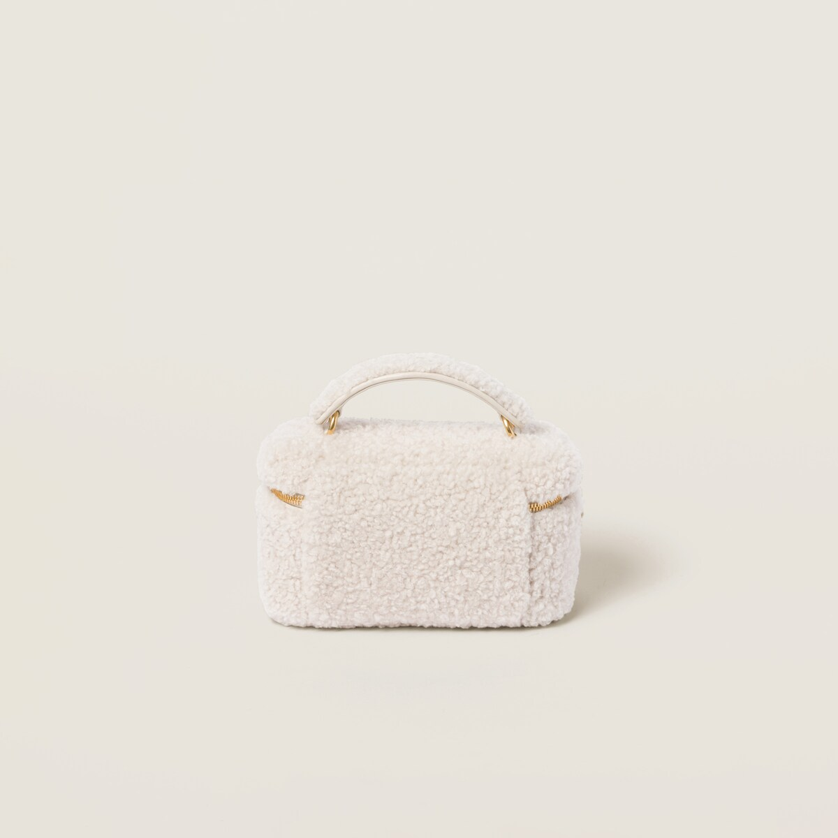 Miu Miu Bolso bandolera de borreguillo con detalles de piel