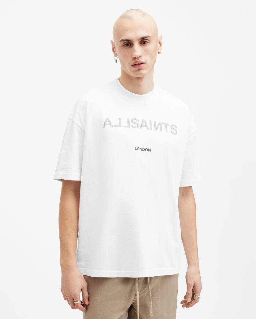 Playera ALLSAINTS Cutout Oversized Logo Crew Neck