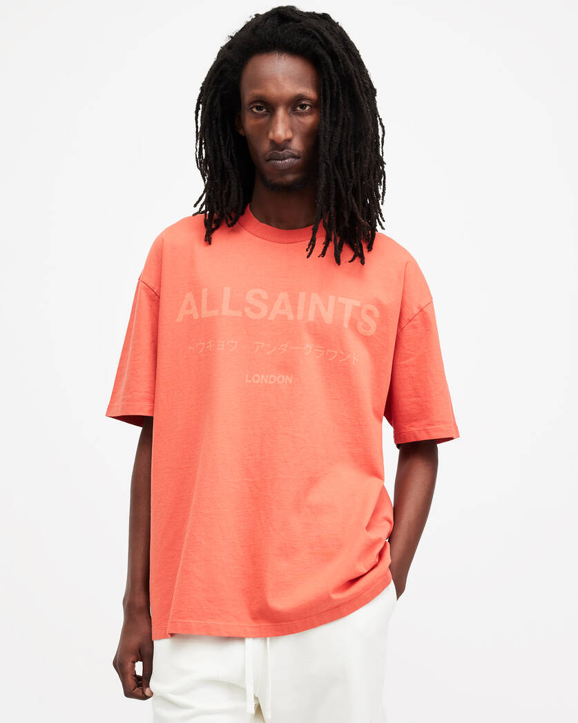 Playera ALLSAINTS Laser Crew Neck Logo Oversized