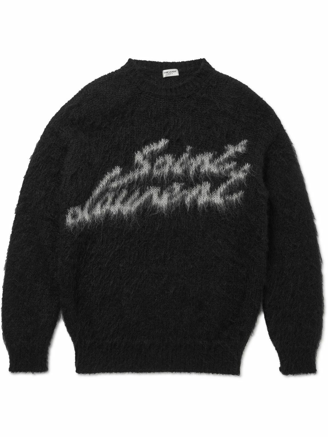 SAINT LAURENT - Logo-Intarsia Mohair-Blend Sweater