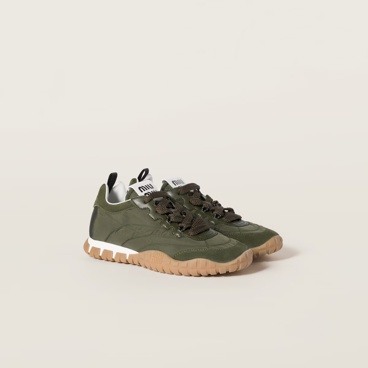 Miu Miu Tyre technical fabric and suede sneakers