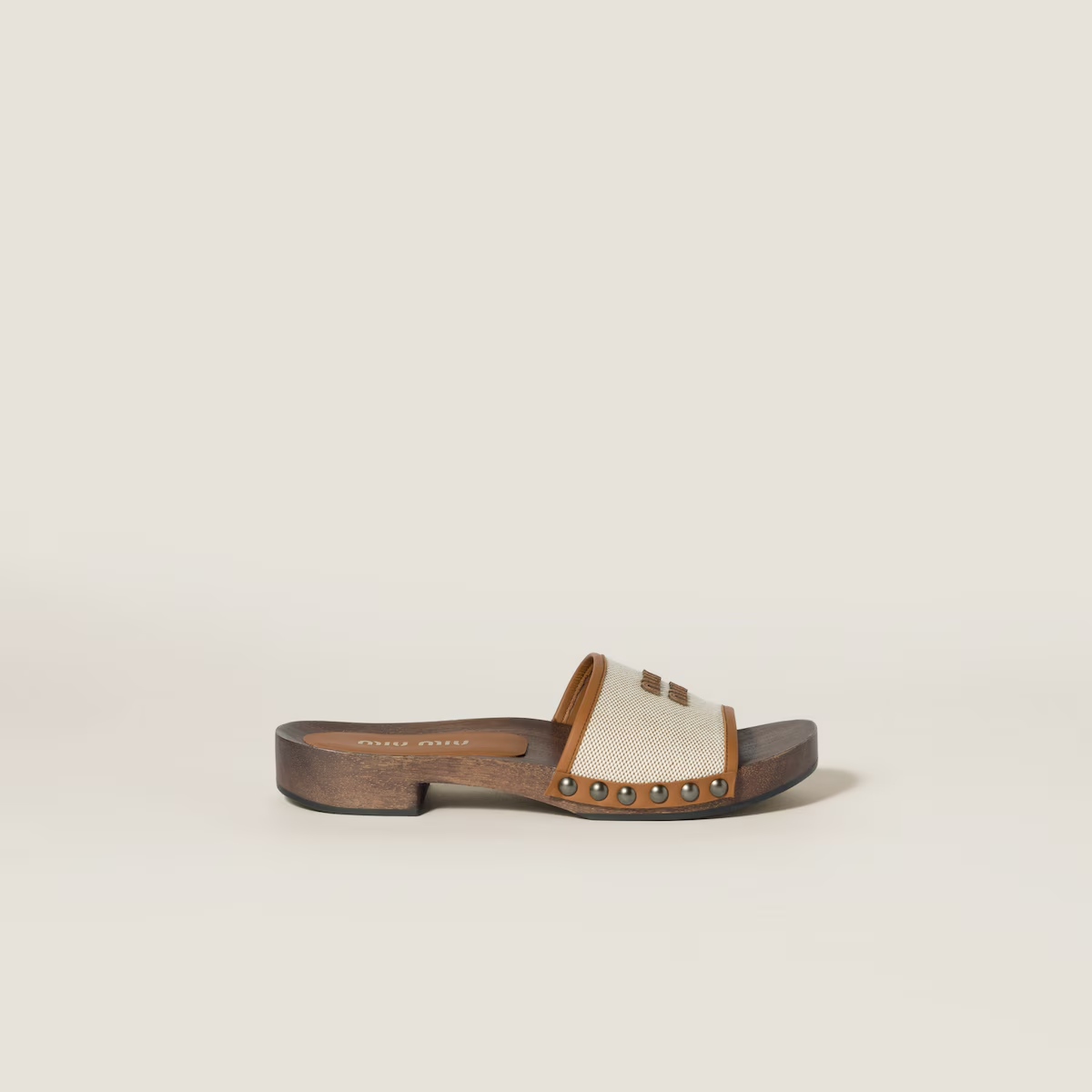 Miu Miu Canvas and leather clogs