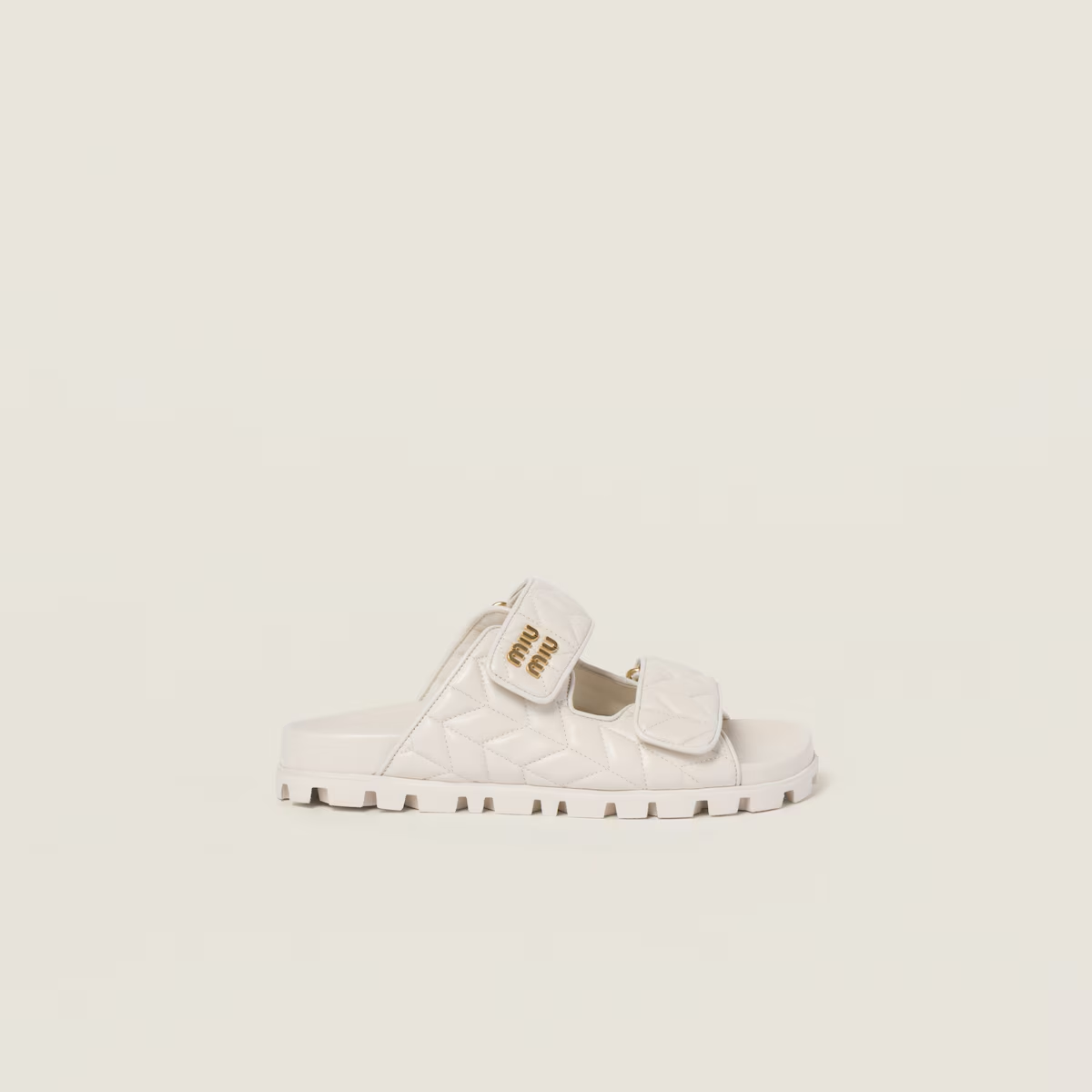 Miu Miu Matelassé nappa leather slides