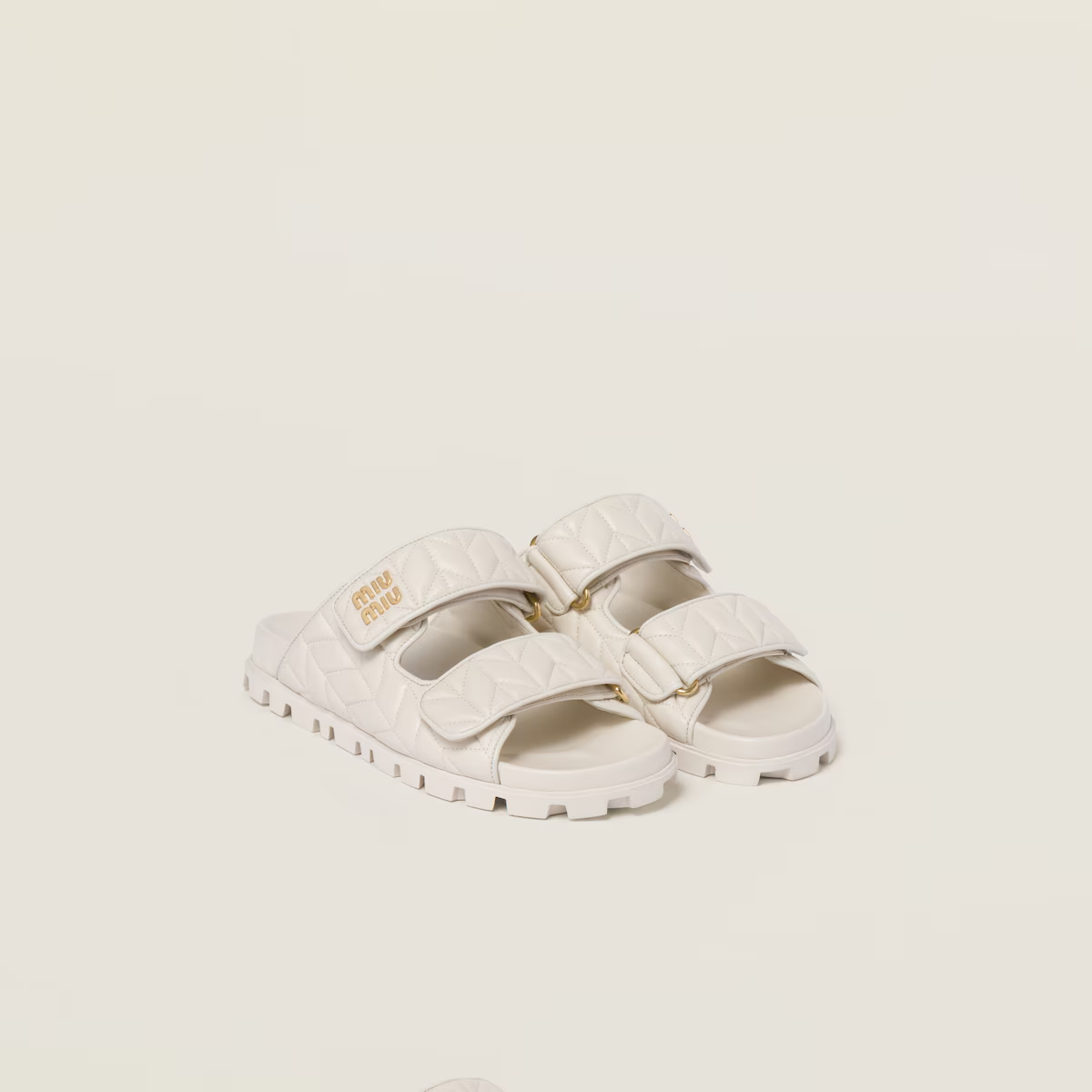 Miu Miu Matelassé nappa leather slides
