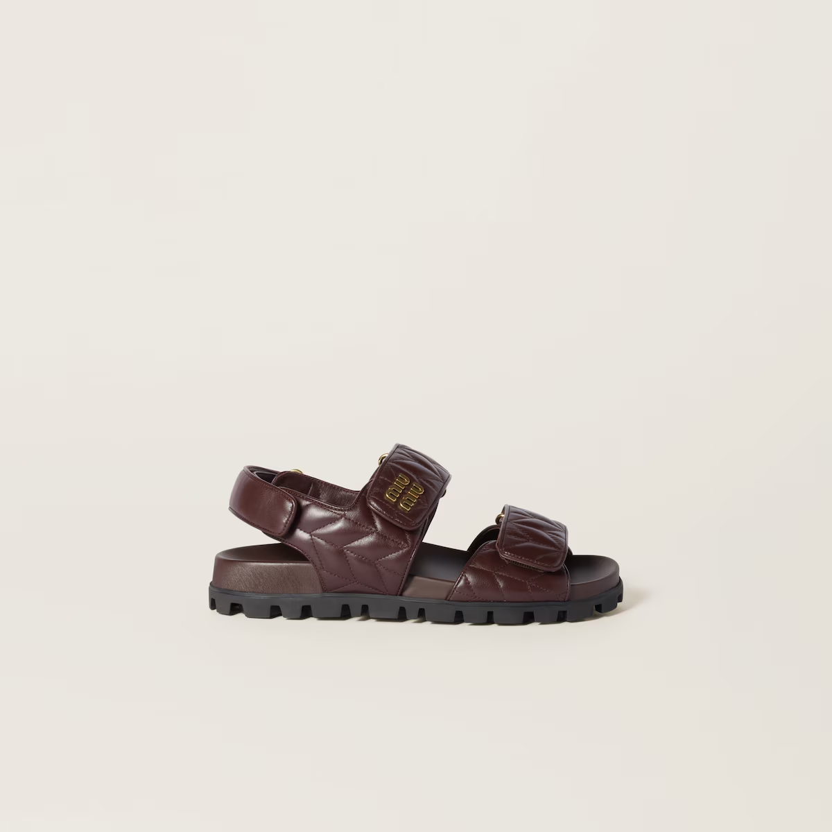 Miu Miu Sporty matelassé nappa leather sandals