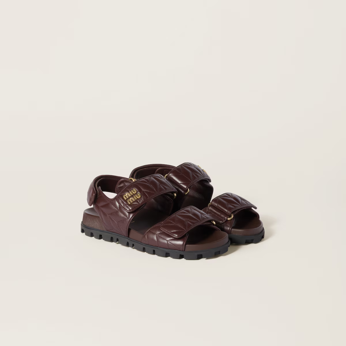 Miu Miu Sporty matelassé nappa leather sandals