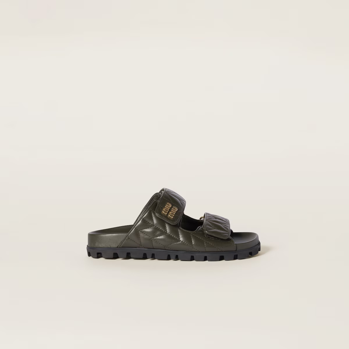 Miu Miu Matelassé nappa leather slides