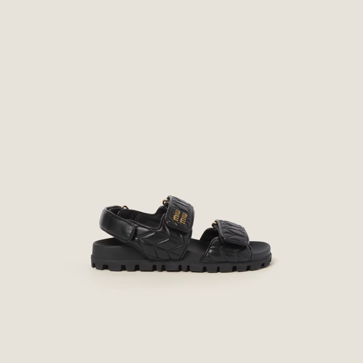 Miu Miu Sporty matelassé nappa leather sandals