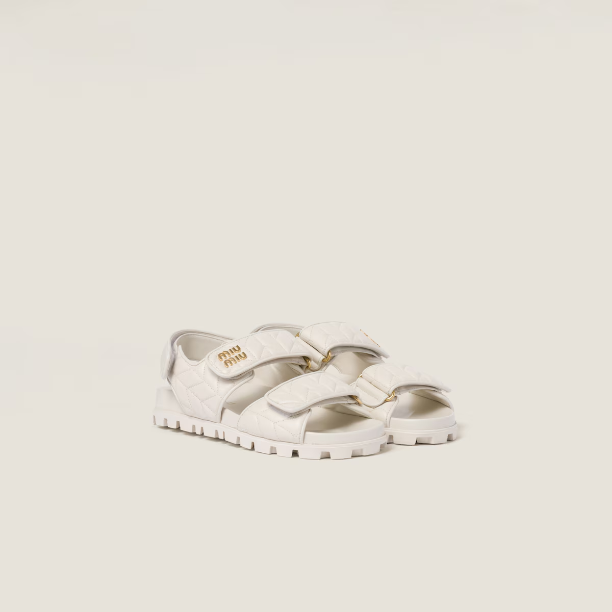 Miu Miu Sporty matelassé nappa leather sandals