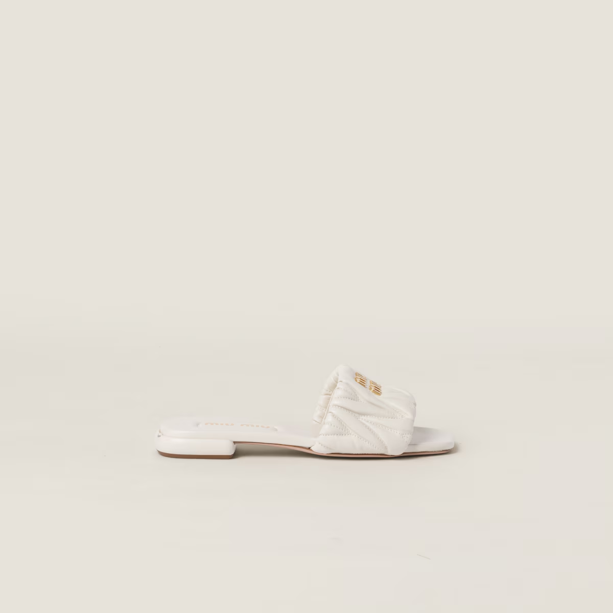 Miu Miu Matelassé nappa leather slides