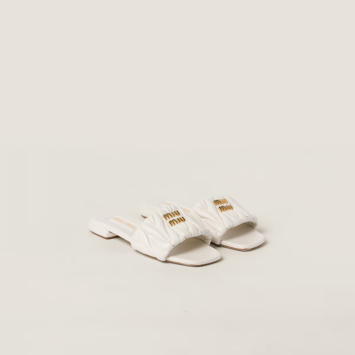 Miu Miu Matelassé nappa leather slides