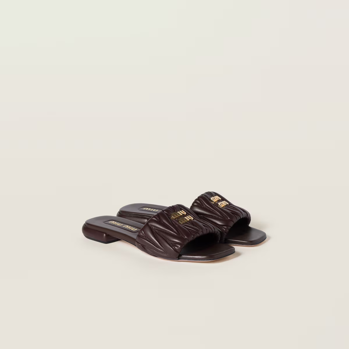 Miu Miu Matelassé nappa leather slides