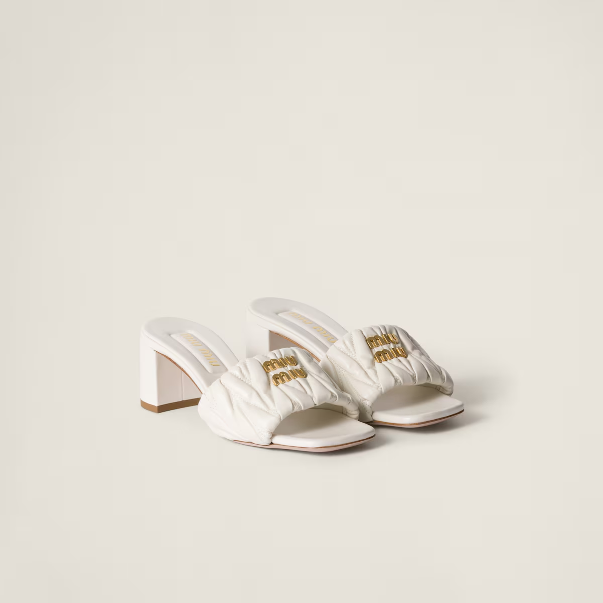 Miu Miu Matelassé nappa leather slides