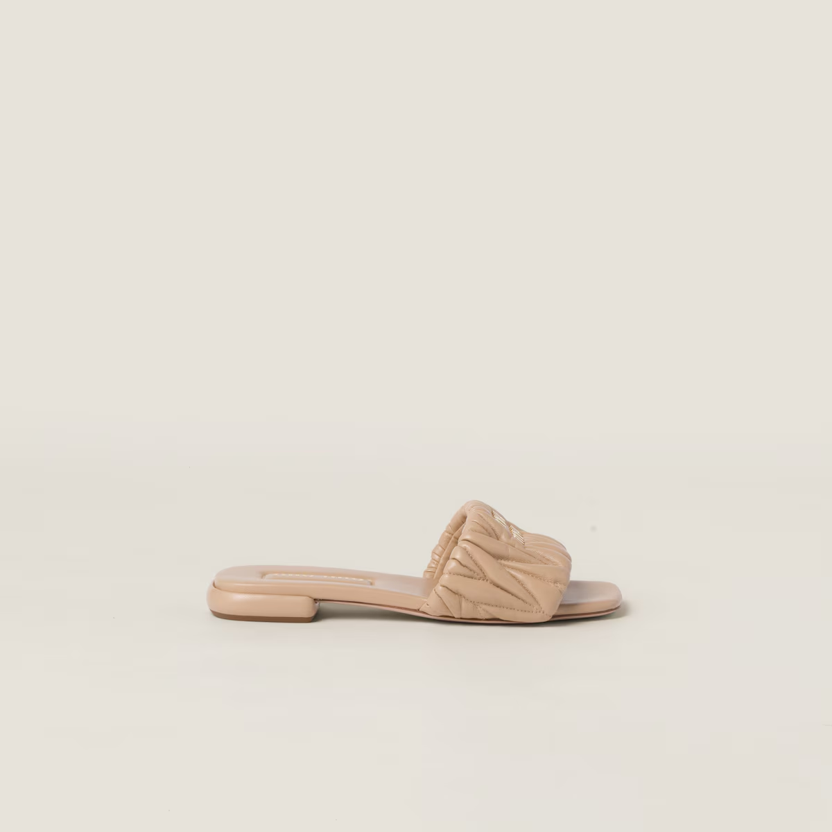 Miu Miu Matelassé nappa leather slides