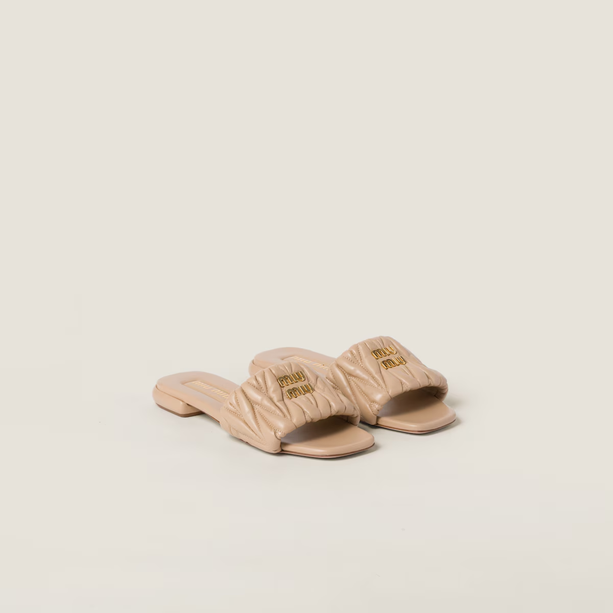 Miu Miu Matelassé nappa leather slides