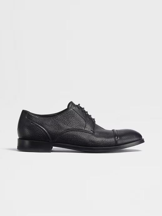 Zapatos Derby Siena Flex en Piel de Venado con Puntera Color Negro