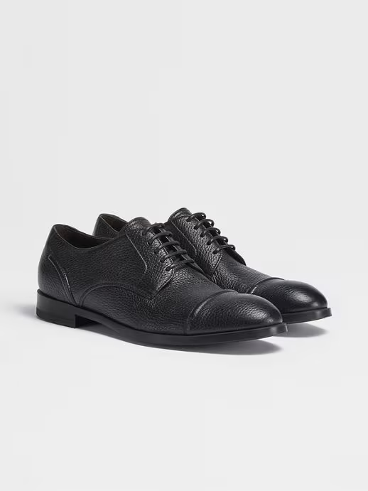 Zapatos Derby Siena Flex en Piel de Venado con Puntera Color Negro