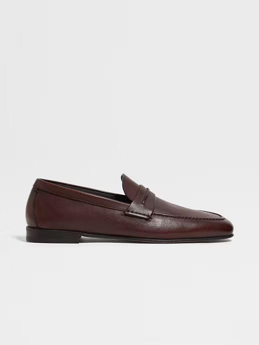 Mocassin en Cuero de Grano Natural Marrón Claro