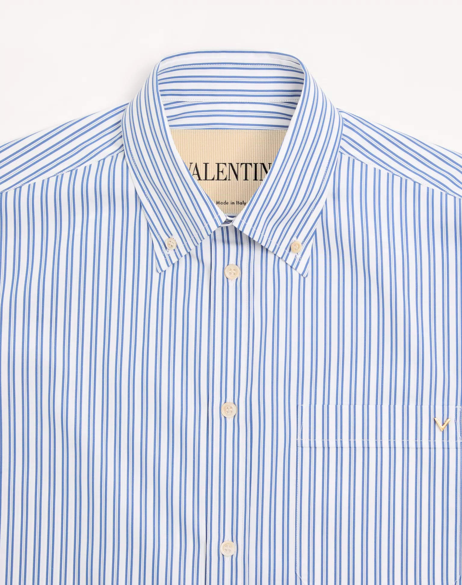 Valentino Cotton Poplin Shirt With Vgold Stripes