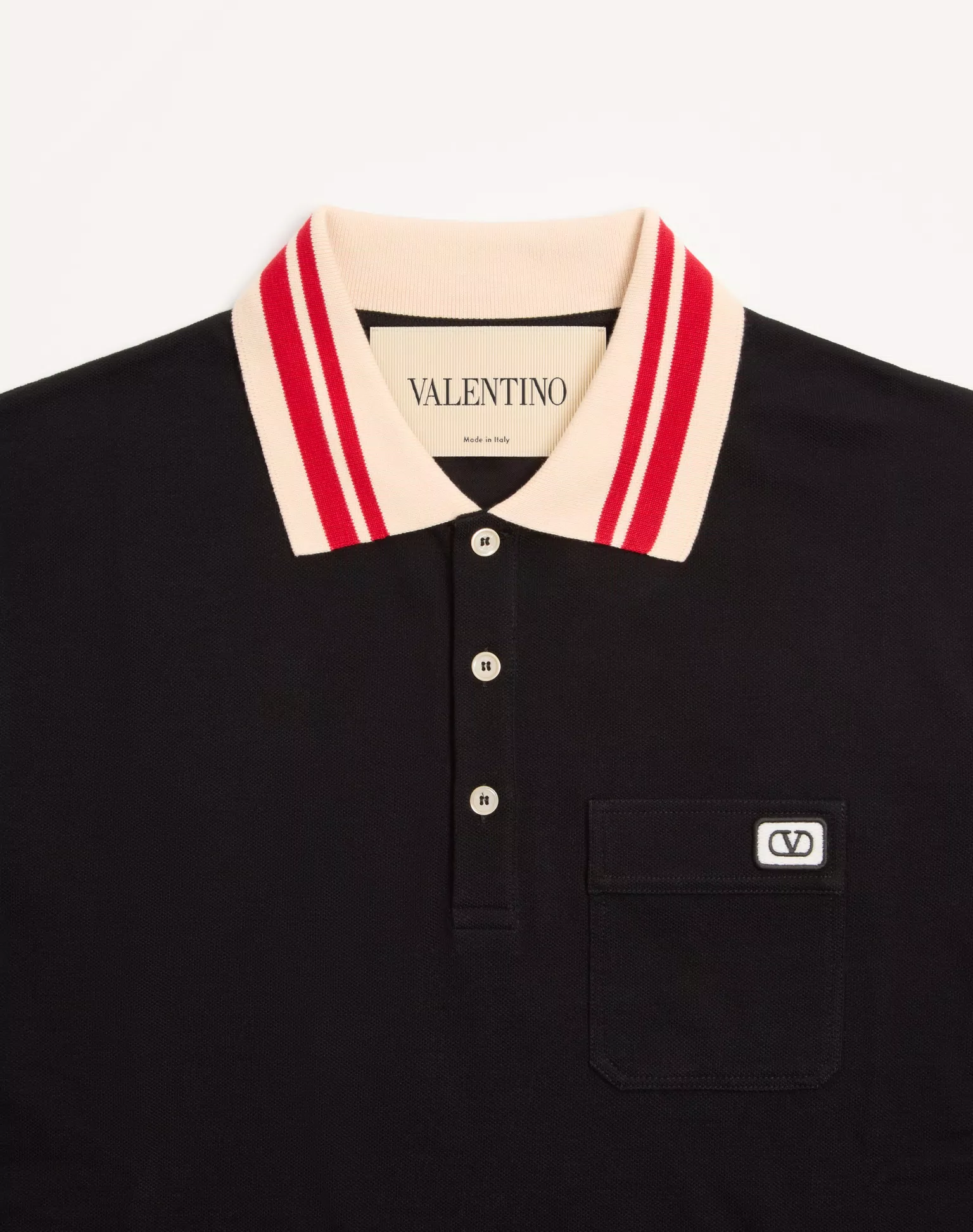 Valentino Cotton Piqué Polo Shirt With VLogo Patch