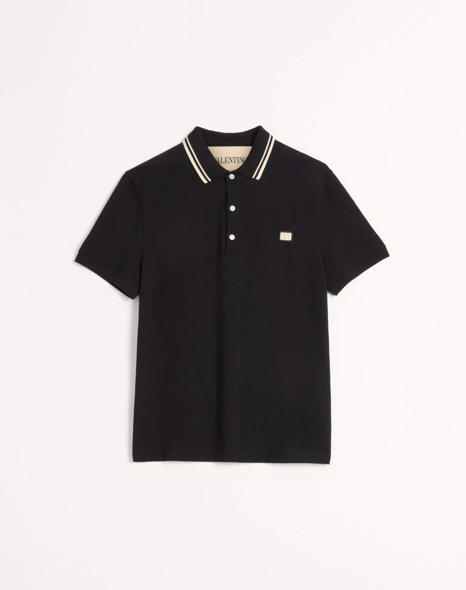 Valentino Cotton Piqué Polo Shirt With VLogo Patch