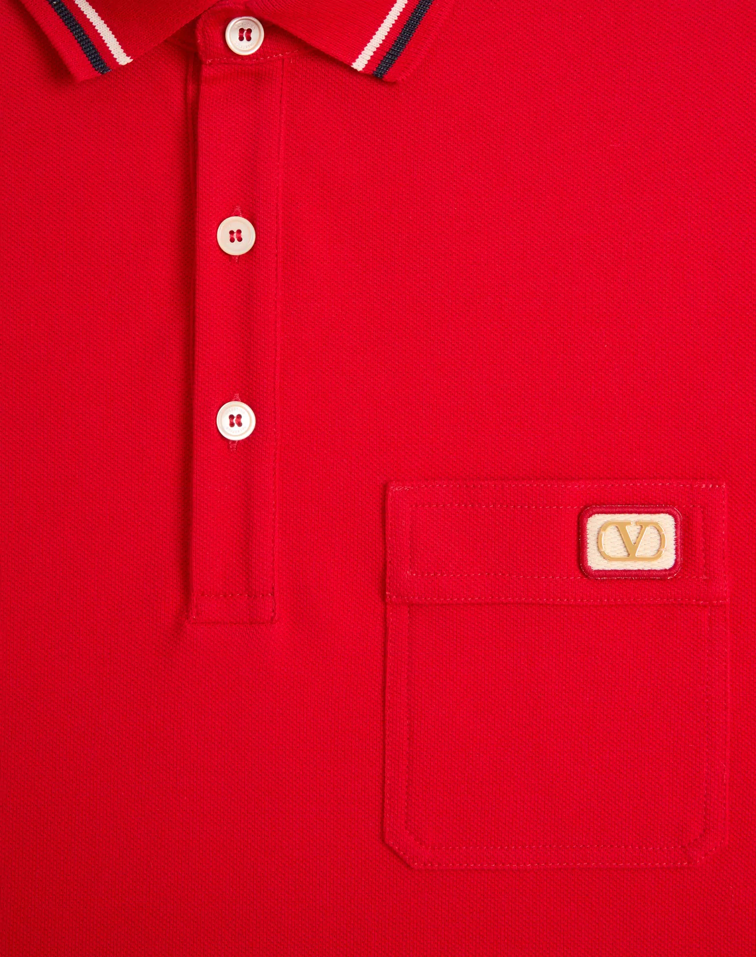 Valentino Cotton Piqué Polo Shirt With VLogo Patch