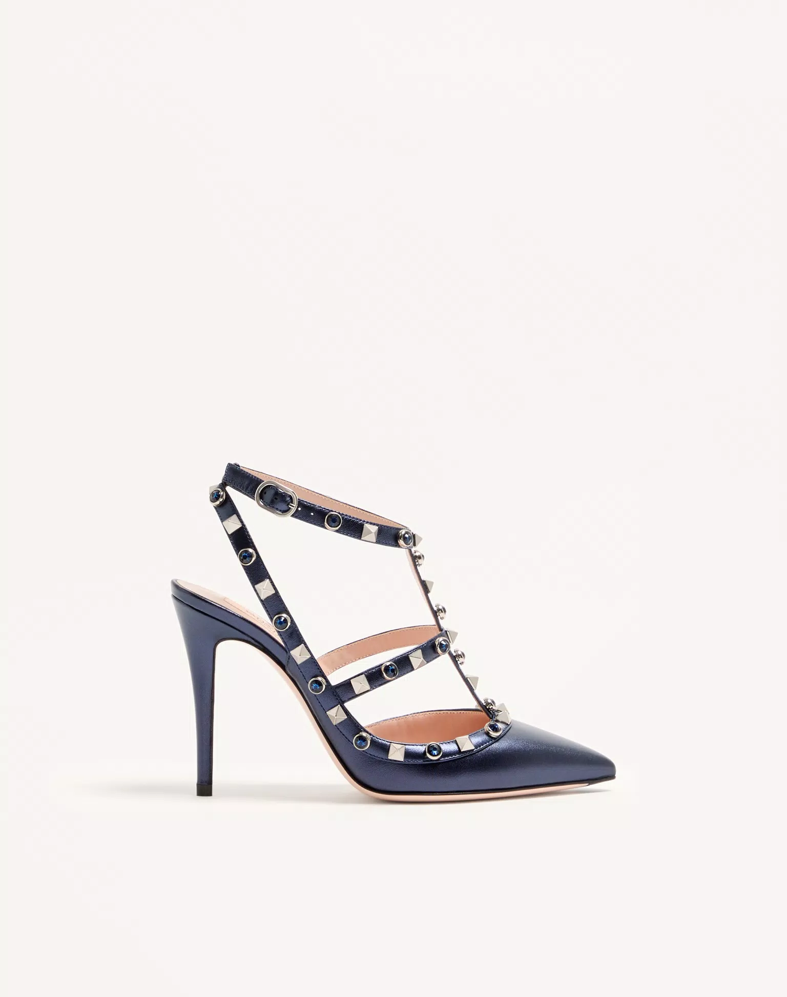 Valentino Rockstud Pumps In Laminated Nappa With Cabochon 100Mm