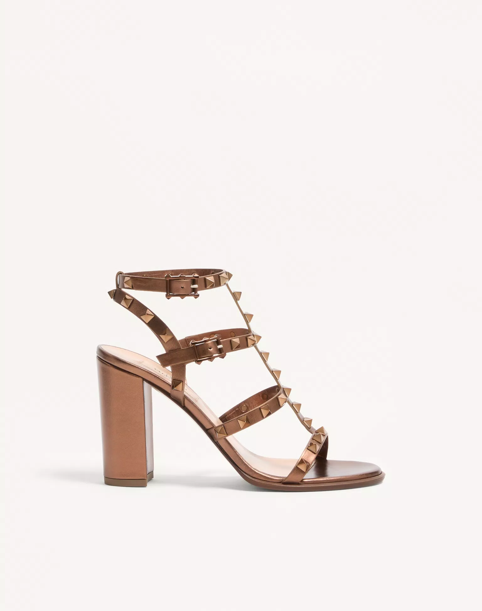 Valentino Rockstud Metallic Calfskin Ankle Strap Sandal 90 Mm