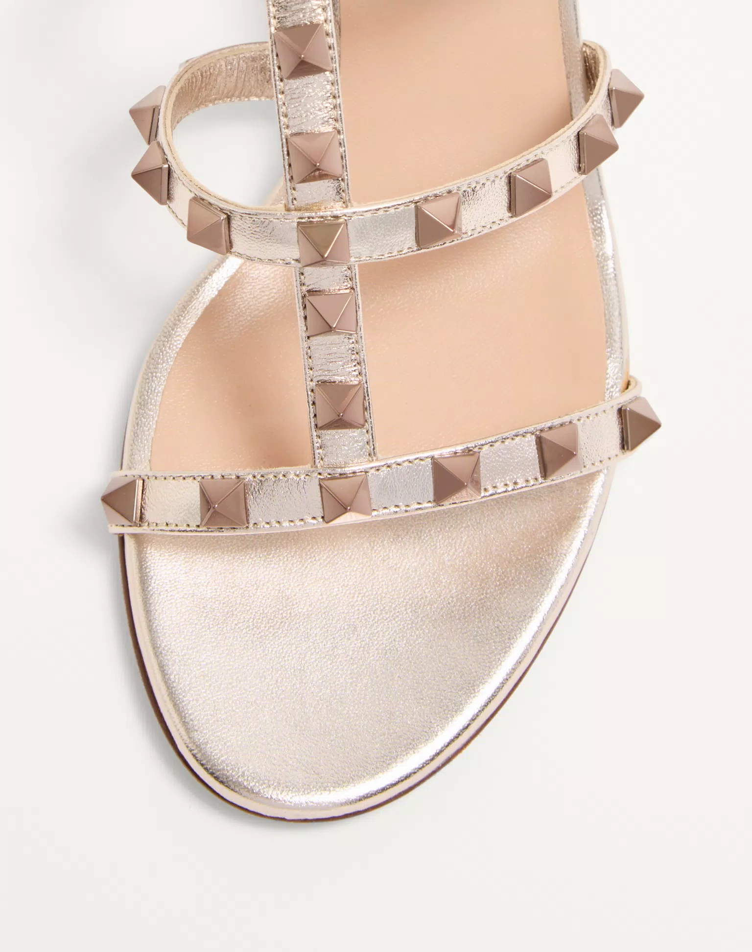 Valentino Rockstud Metallic Calfskin Leather Slide Sandal 60 Mm