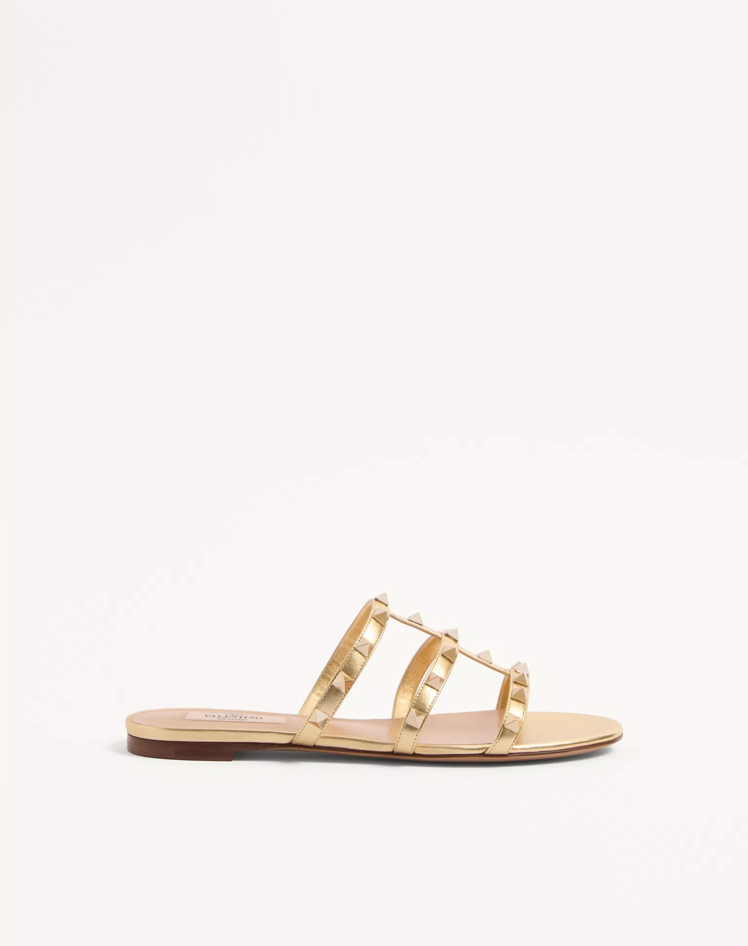 Valentino Rockstud Laminated Nappa Slide Sandal